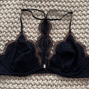 NWT Free People Black Slow Dance Lace Bra